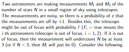 Solved Two Astronomers Are Making Measurements M1 And M2 Of | Chegg.com