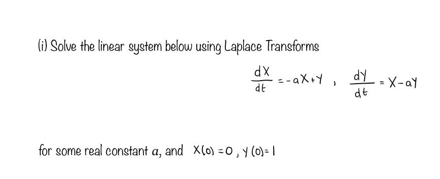 Solved I Solve The Linear System Below Using Laplace Chegg