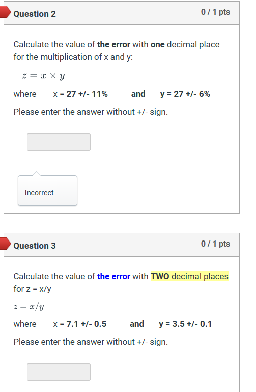 Solved Calculate the value of the error with one decimal | Chegg.com