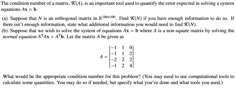 Condition Number Of A Matrix Formula