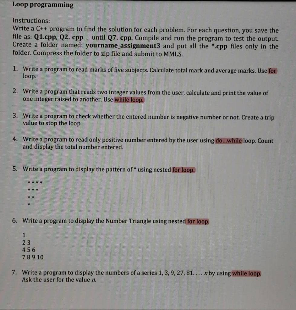 Solved Loop programming Instructions: Write a C++ program to | Chegg.com