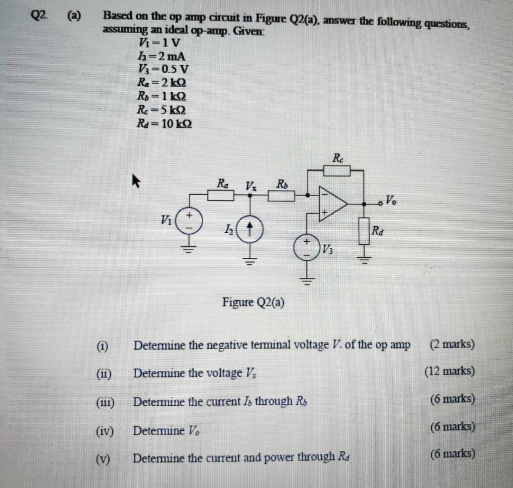 Solved Q2 Based on the op amp circuit in Figure Q2(a), | Chegg.com
