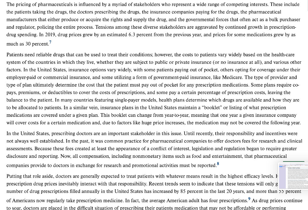 Solved The Ethics of Global Drug Pricing In early 2019, over | Chegg.com