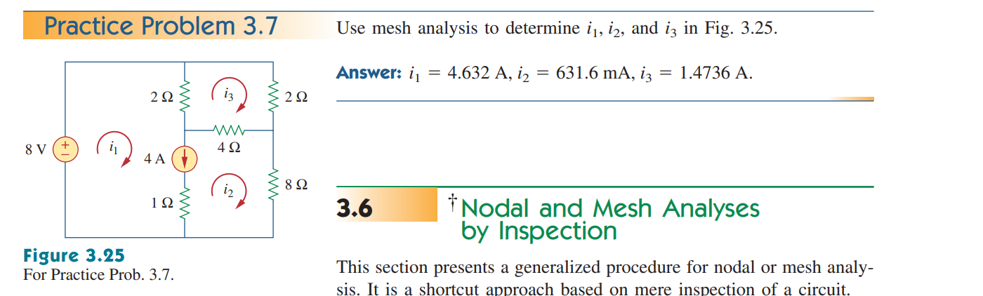 Solved Practice Problem 3.7 Use mesh analysis to determine | Chegg.com