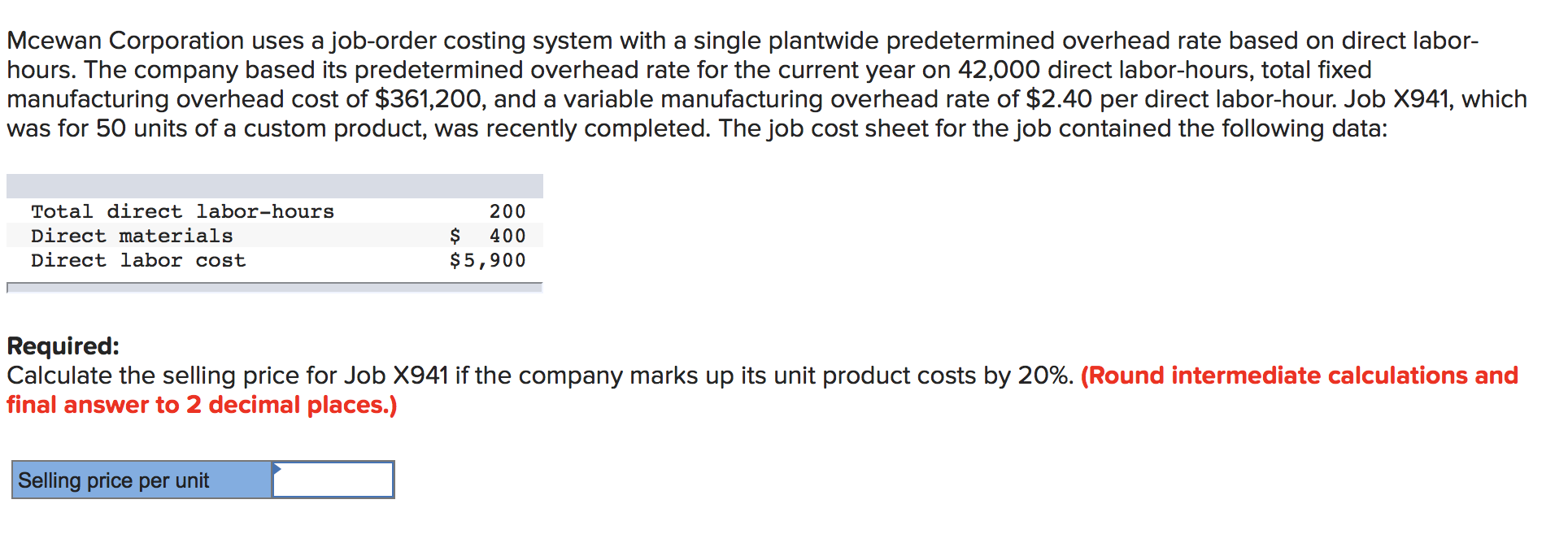 Solved Mcewan Corporation uses a job-order costing system | Chegg.com