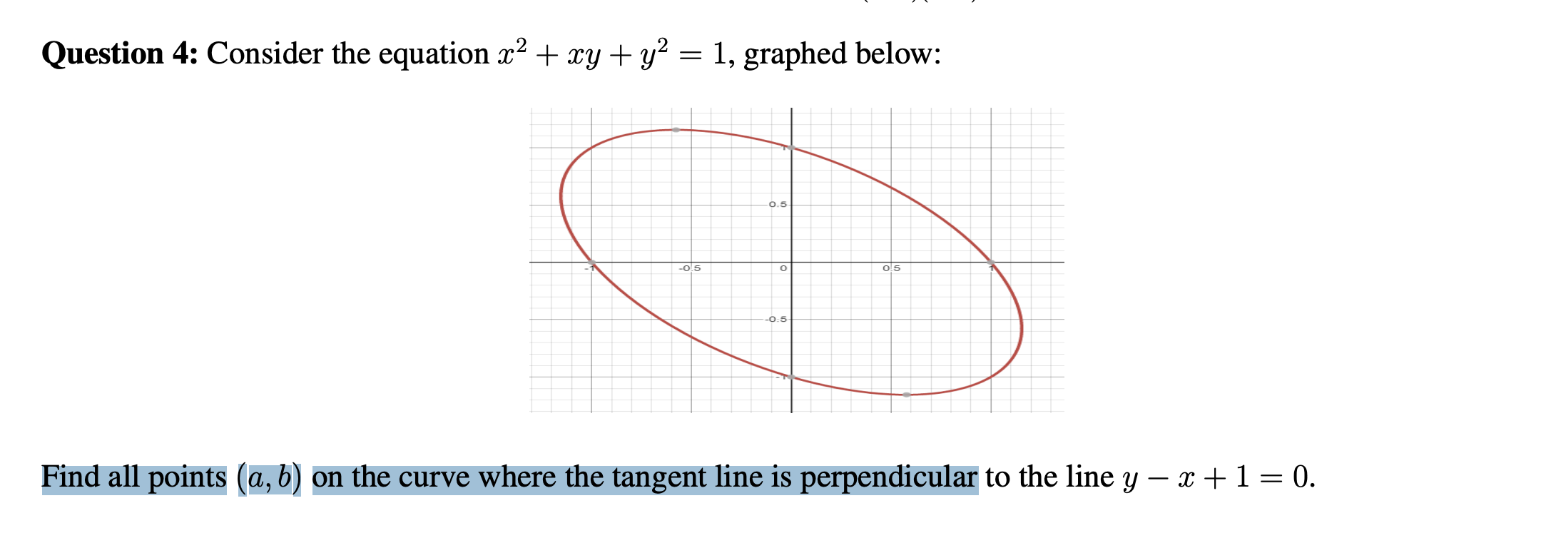 Solved Question 4 Consider The Equation X2 Xy Y2 1 Chegg Com