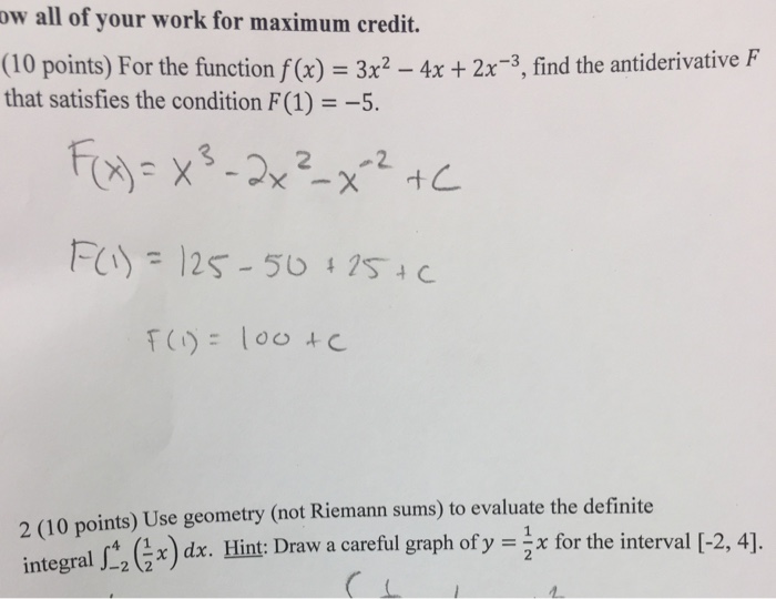 Solved For the function f (x) = 3x^2 - 4x + 2x^-3, find the | Chegg.com