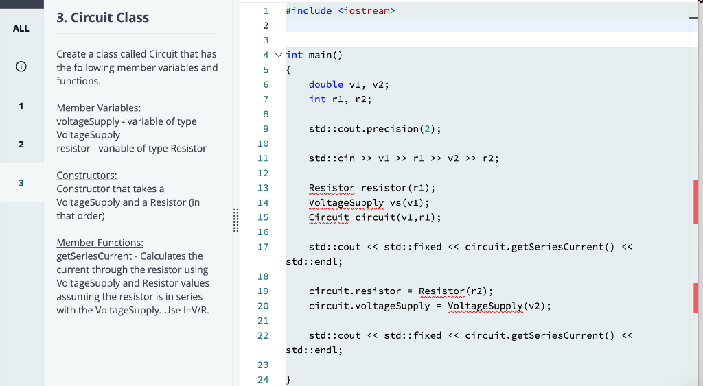 Solved 1 3. Circuit Class ALL Create a class called Circuit | Chegg.com