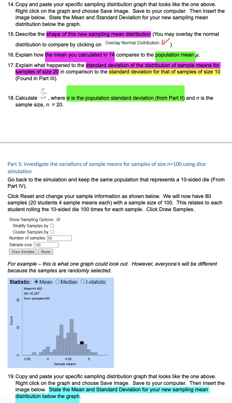 14. Copy and paste your specific sampling | Chegg.com