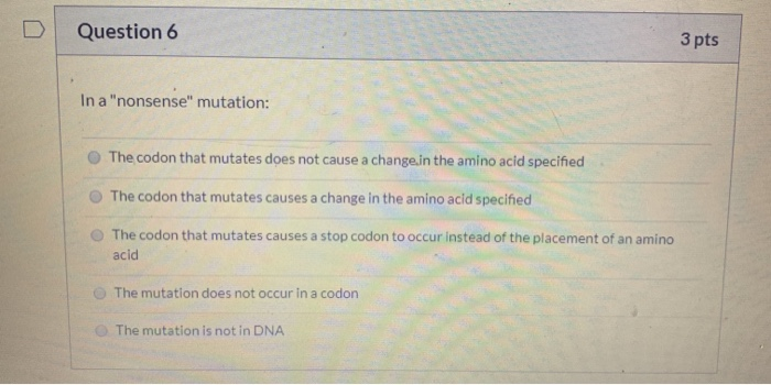 Solved Question 3 3 pts What type of mutation has occurred | Chegg.com