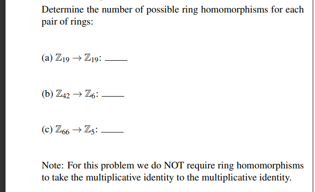 Solved Determine The Number Of Possible Ring Homomorphisms | Chegg.com