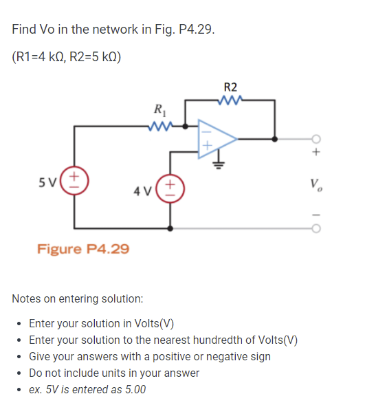 Solved Find Vo in the network in Fig. P4.29. (R1=4 k0, R2=5 