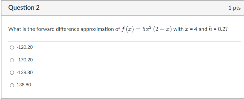 Solved What is the forward difference approximation of | Chegg.com