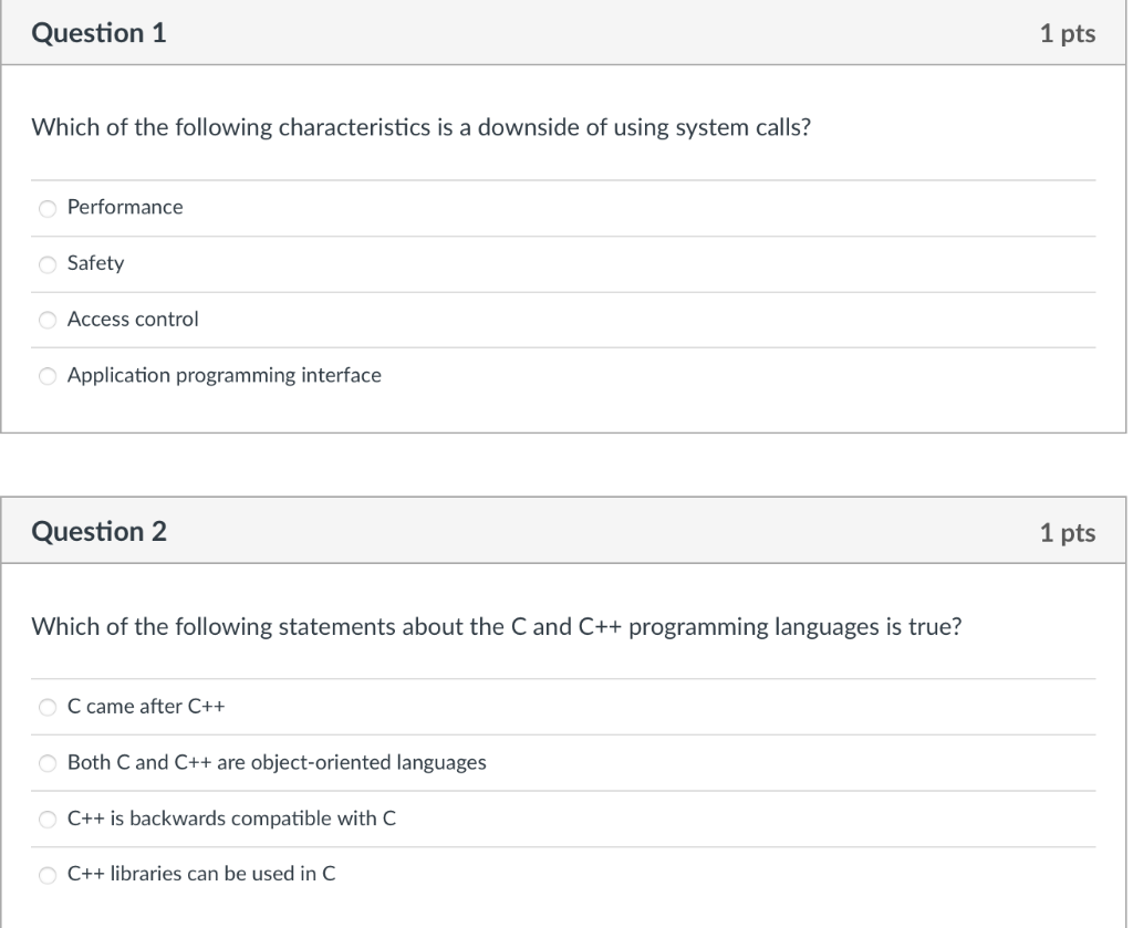 Solved Question 1 1 Pts Which Of The Following | Chegg.com