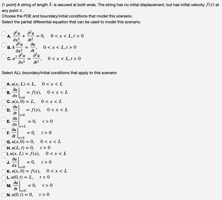 Solved 1 Point A String Of Length L Is Secured At Both Chegg Com