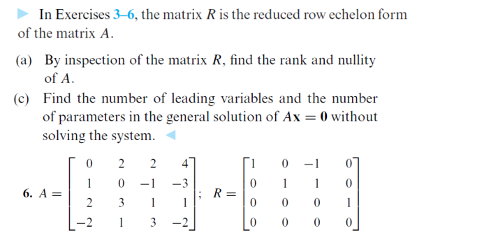 Solved In Exercises 3 6 the matrix R is the reduced row Chegg