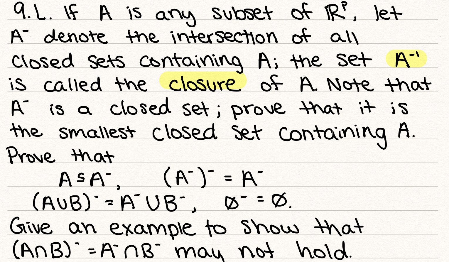 Solved 9. L. If A is any subset of Ri let A denote the Chegg