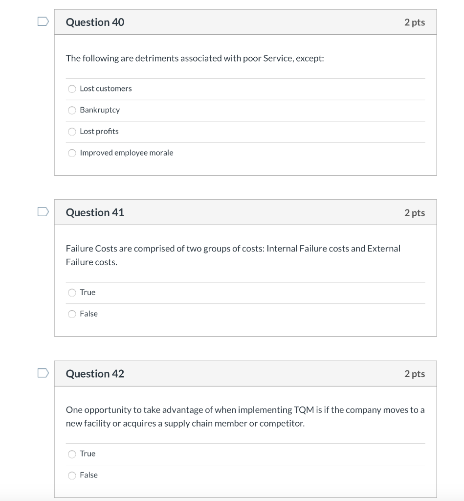 Solved U Question 40 2 pts The following are detriments | Chegg.com