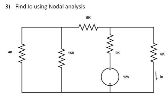 3) Find lo using Nodal analysis