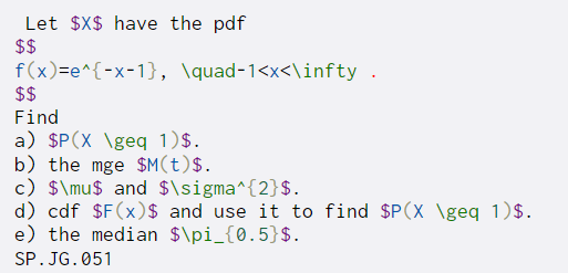 Solved Let $X$ have the pdf $$ f(x)=e^{-x-1}, \quad-1 | Chegg.com