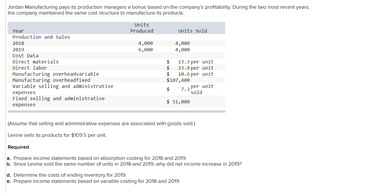Solved Jordan Manufacturing pays its production managers a | Chegg.com