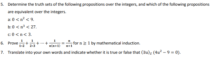 Solved 5. Determine the truth sets of the following | Chegg.com