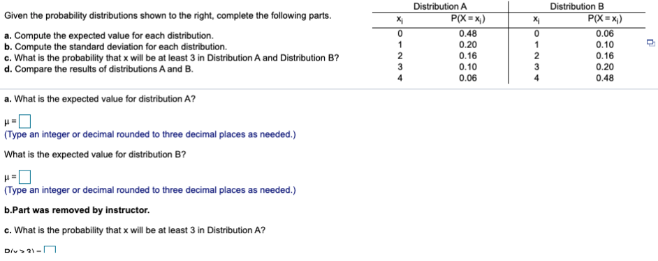Solved Given the probability distributions shown to the | Chegg.com