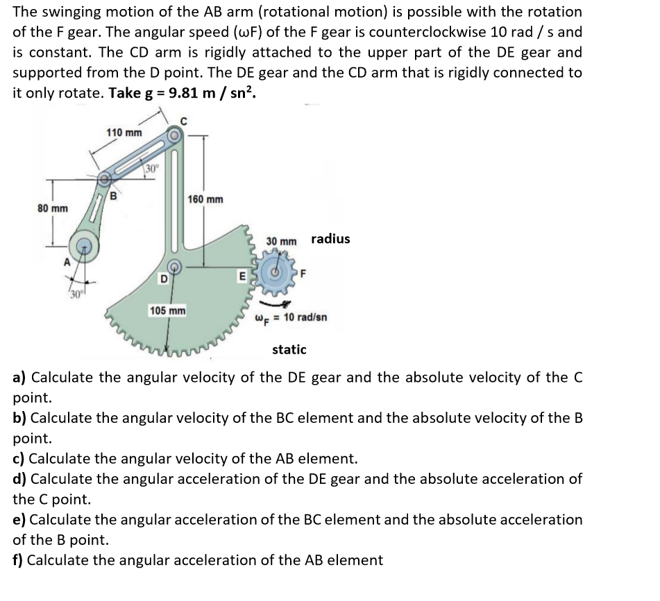 Solved The swinging motion of the AB arm (rotational motion) | Chegg.com