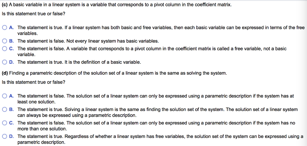 Solved In parts a through e below mark the statement Chegg