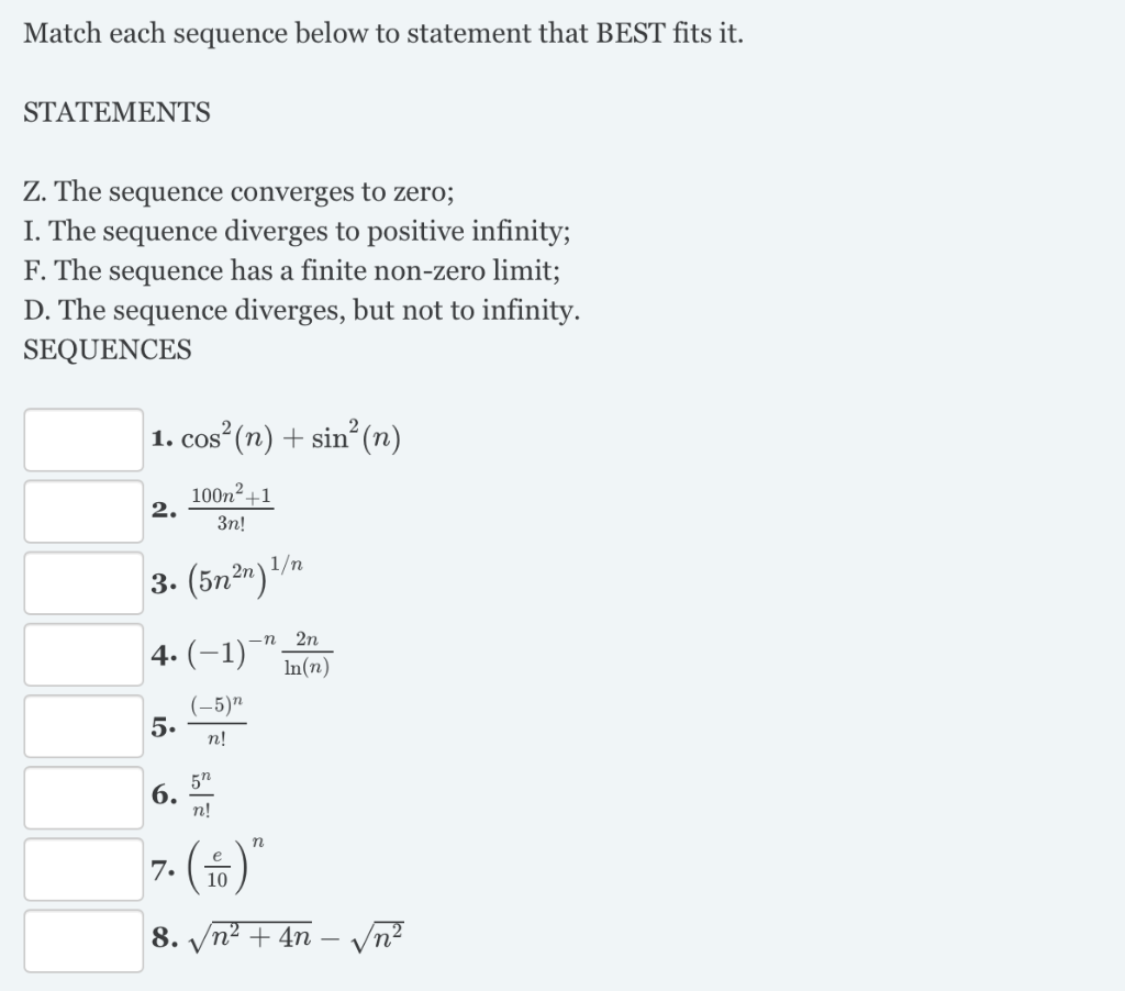 Solved Match Each Sequence Below To Statement That Best F Chegg Com