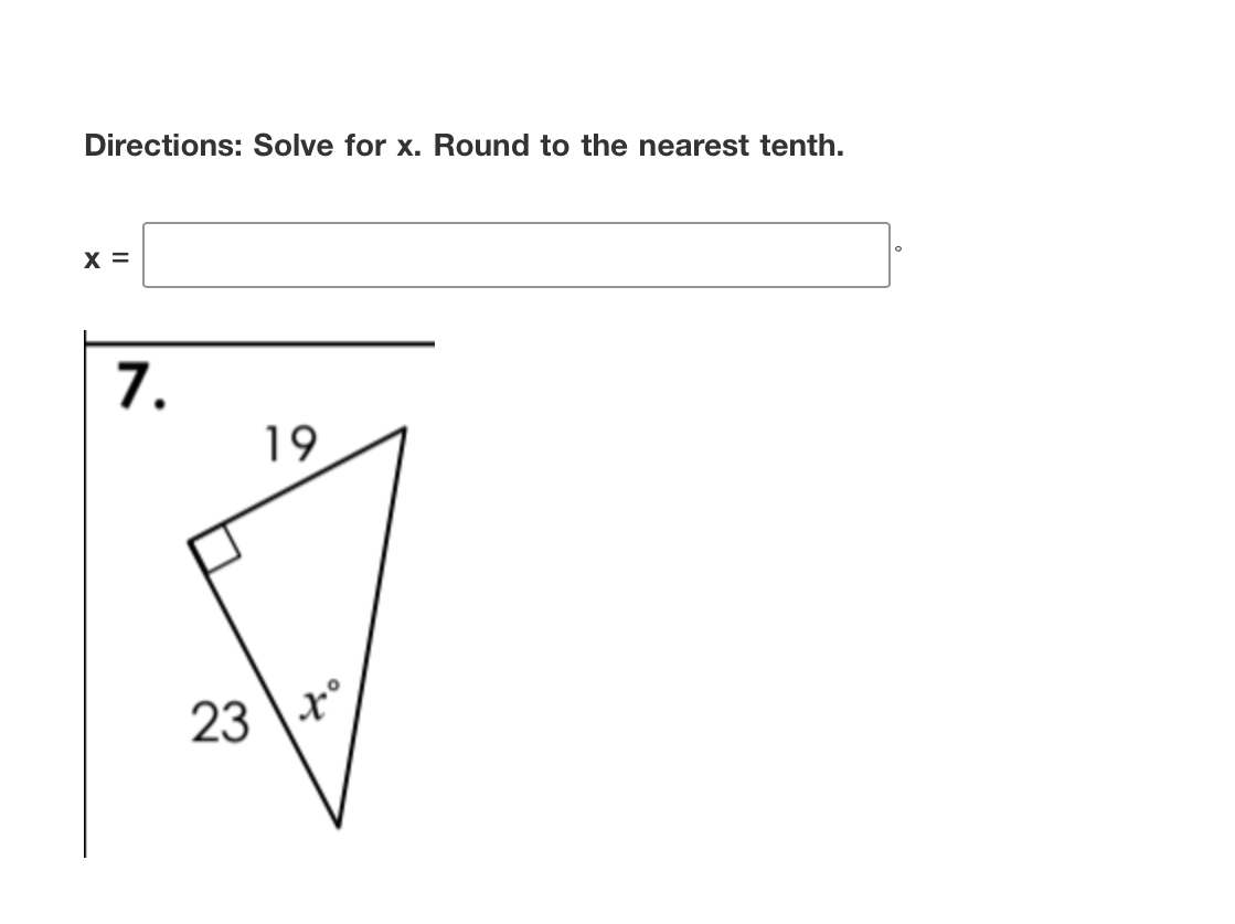 Solved Directions: Solve for x. Round to the nearest tenth. | Chegg.com