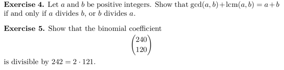 Solved Exercise 4. Let A And B Be Positive Integers. Show | Chegg.com