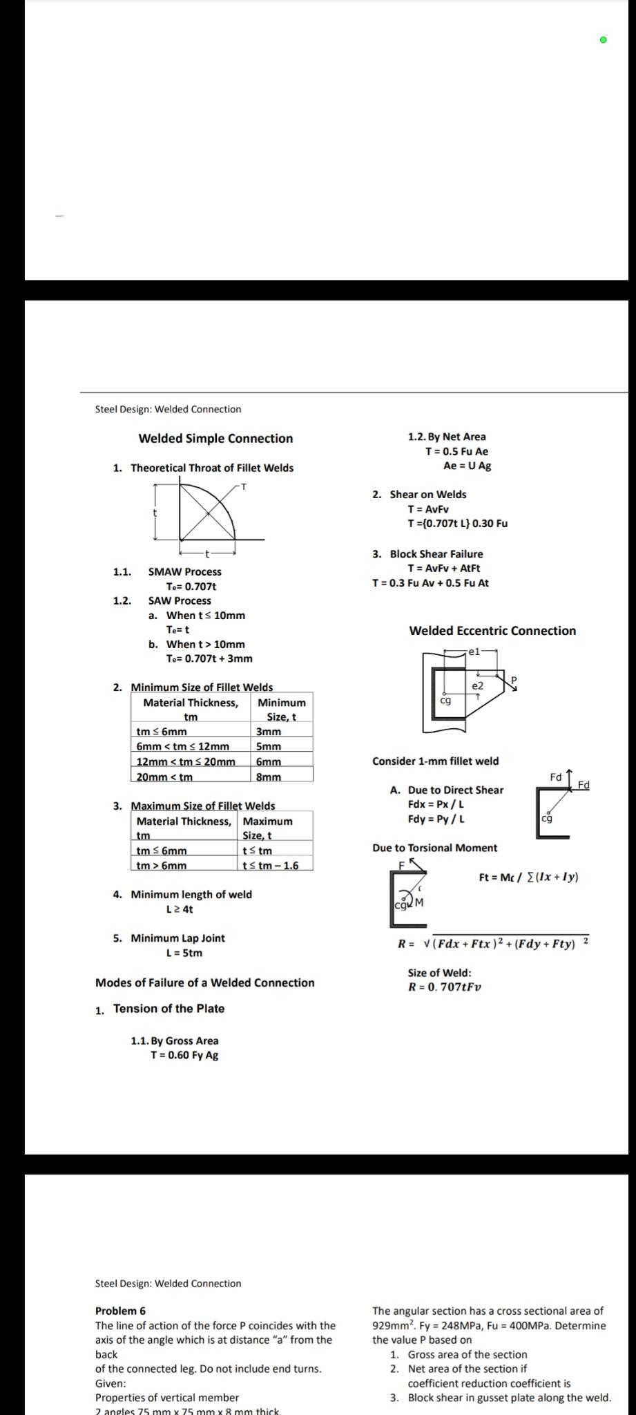 Solved Bolted/Riveted Simple Connection Modes of Failure of