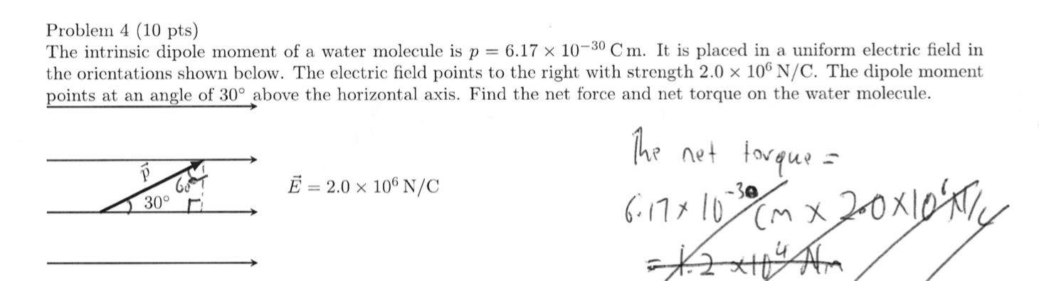 Solved Problem 4 (10 pts) The intrinsic dipole moment of a | Chegg.com