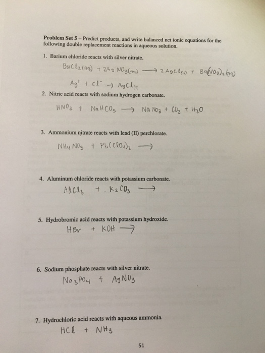 Solved Predict products, and write balanced net ionic | Chegg.com