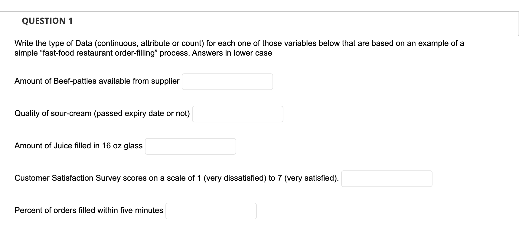 Write the type of Data (continuous, attribute or | Chegg.com