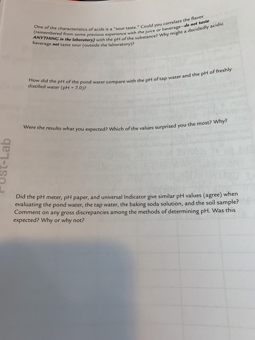 Solved One Of The Characteristics Of Acids Is A Sour Taste. | Chegg.com