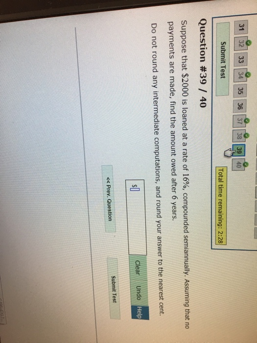 Solved 31 32 33 34 35 36 37 38 39 40 Submit Test Total time | Chegg.com