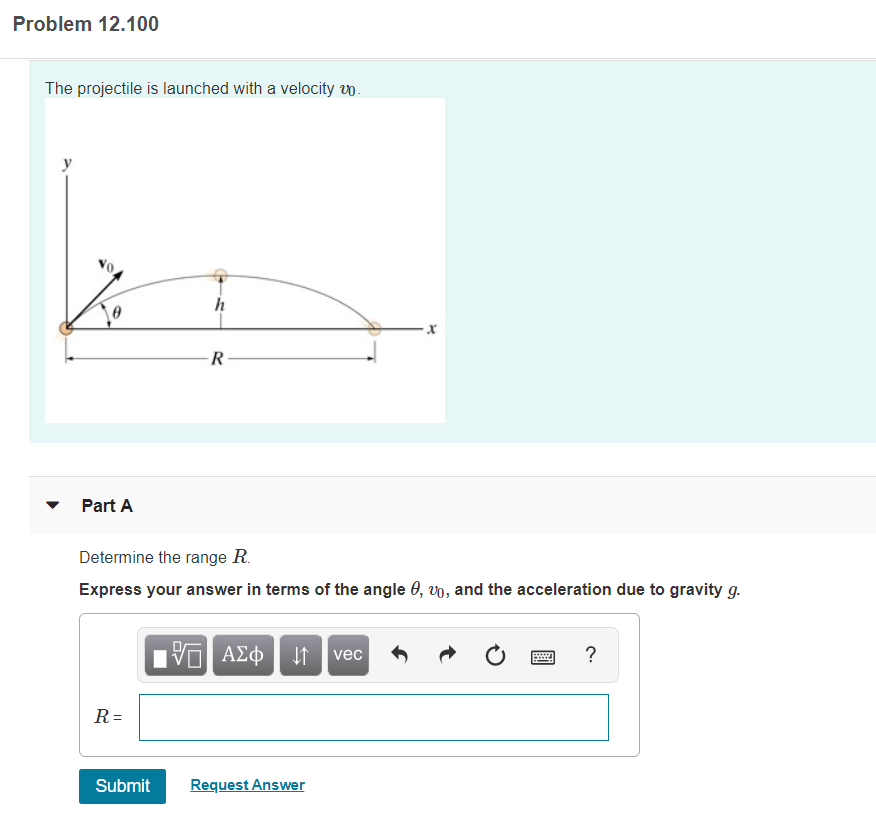 Solved Problem 12 100 The Projectile Is Launched With A V Chegg Com