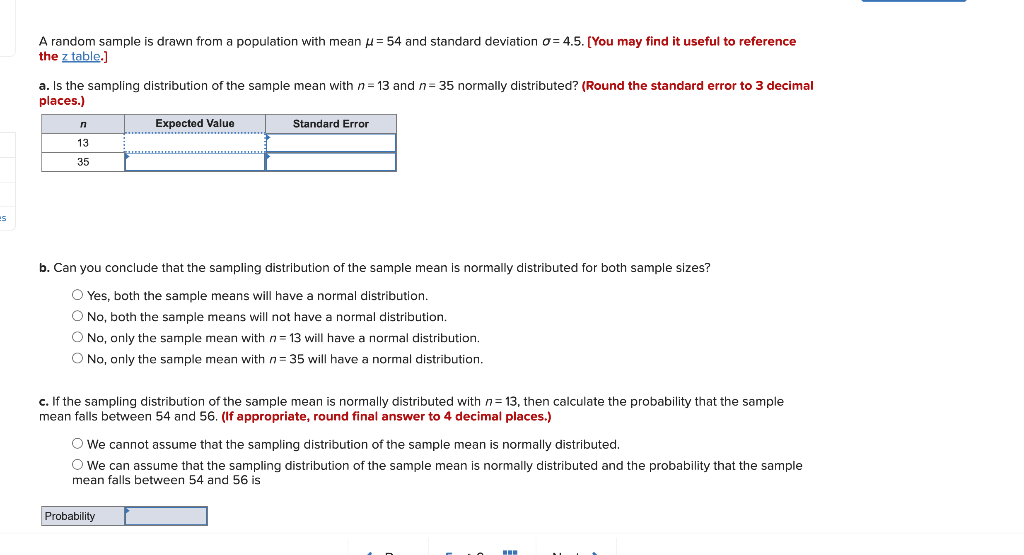 Solved A random sample is drawn from a population with mean | Chegg.com