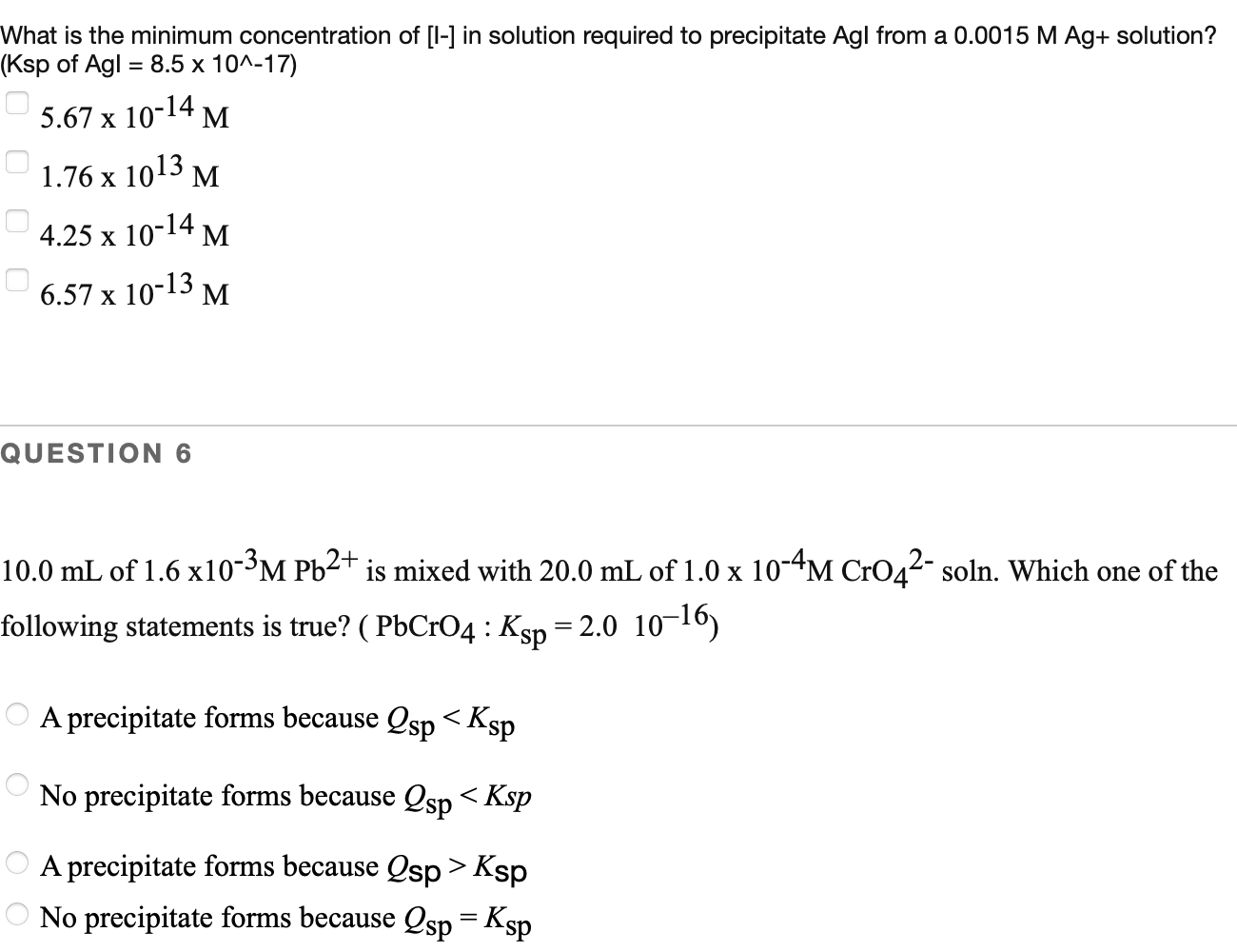 Solved What is the minimum concentration of l in solution