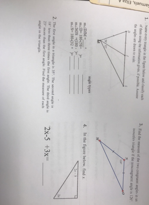 Solved a 1. Name every triangle in the figure below and | Chegg.com