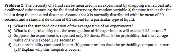 Solved Problem 2. The viscosity of a fluid can be measured | Chegg.com