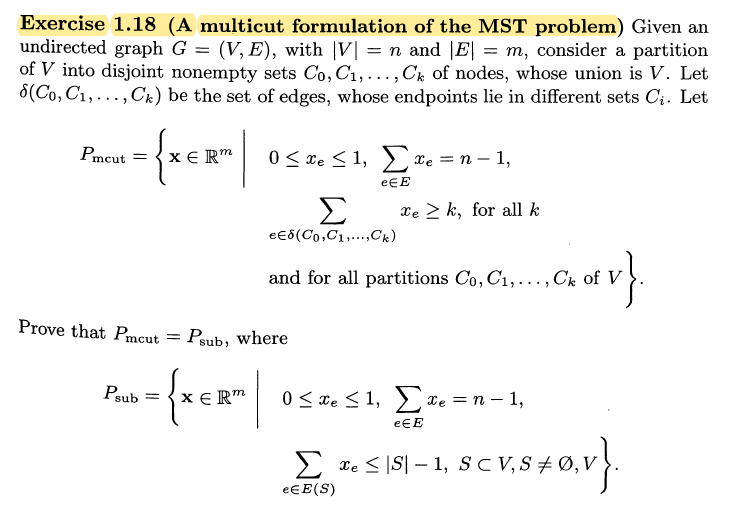 Exercise 1 18 A Multicut Formulation Of The Mst P Chegg Com