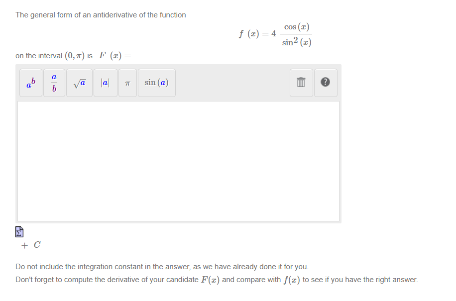 The general form of an antiderivative of the | Chegg.com