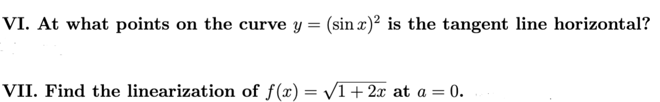 Solved VI. At what points on the curve y=(sinx)2 is the | Chegg.com