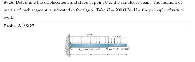 Solved 8-26. Determine the displacement and slope at point C | Chegg.com