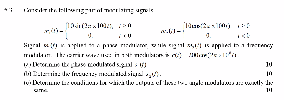Solved # 3 Consider the following pair of modulating signals | Chegg.com