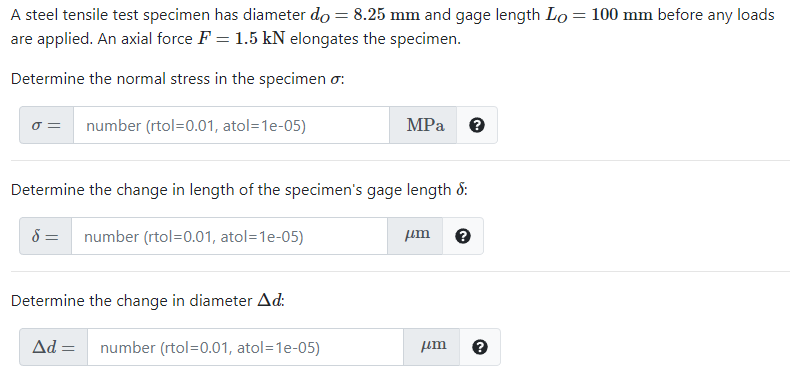 Solved A steel tensile test specimen has diameter dO=8.25 mm | Chegg.com
