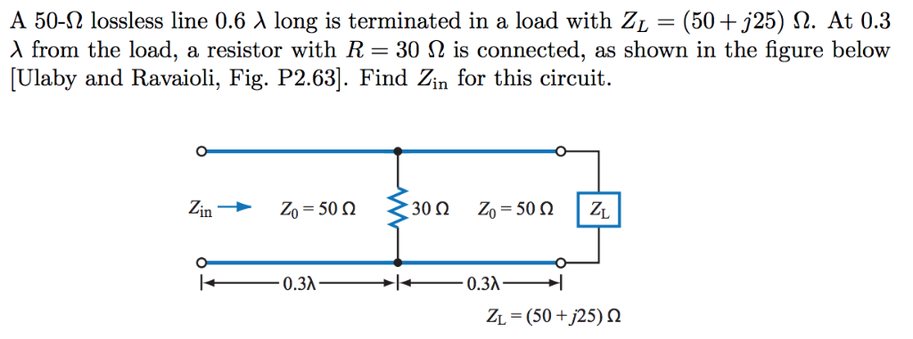 Solved A 50-Ω lossless line 0.6 λ long is terminated in a | Chegg.com